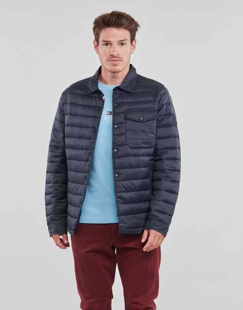 Tommy Hilfiger PACKABLE SHIRT JACKET Marine - Free delivery | Spartoo NET !  - Clothing Duffel coats Men