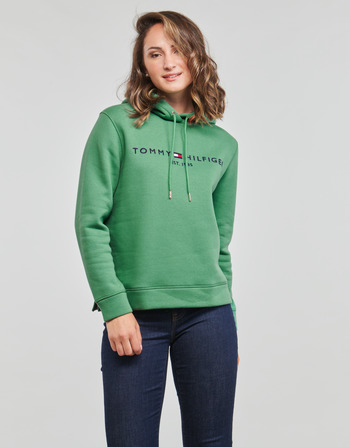 material Women sweaters Tommy Hilfiger REGULAR HILFIGER HOODIE Green