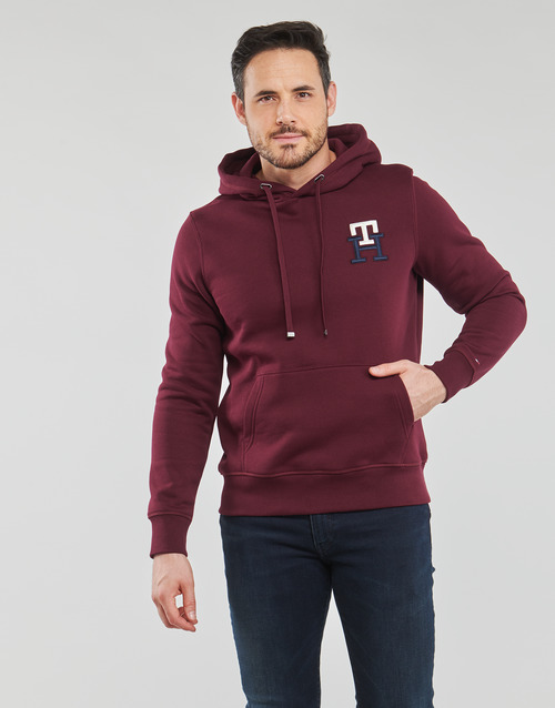 Tommy Hilfiger ESSENTIAL MONOGRAM HOODY - ! Spartoo Clothing Bordeaux sweaters NET | Free delivery - Men