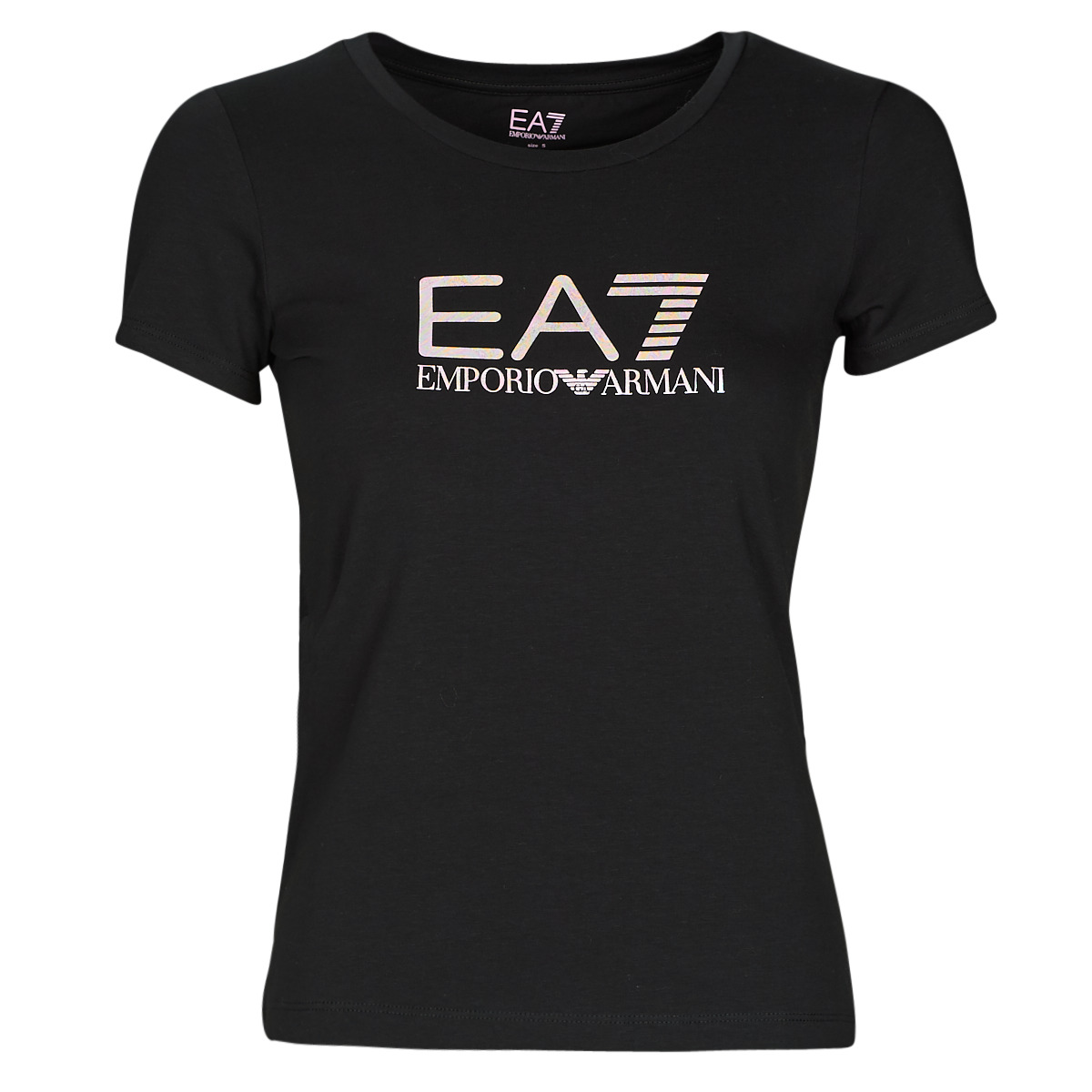 Clothing Women short-sleeved t-shirts Emporio Armani EA7 8NTT66 Black / Logo / Iris / Bow / En / Sky