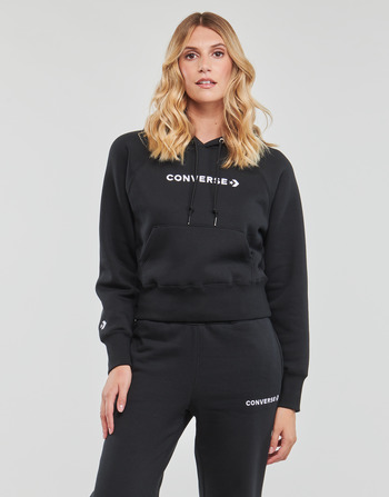 Clothing Women sweaters Converse WORDMARK FLEECE PULLOVER HOODIE  black