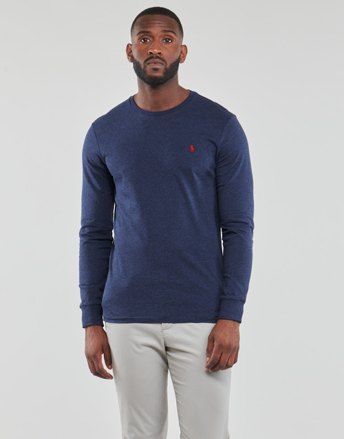 Polo Ralph Lauren K224SC08-LSCNCMSLM5-LONG SLEEVE-T-SHIRT Blue / Spring /  Navy / Heather - Free delivery | Spartoo NET ! - Clothing Long sleeved  shirts Men USD/$