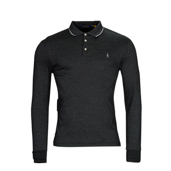 material Men long-sleeved polo shirts Polo Ralph Lauren K224SC53C-LSKCSLM1-LONG SLEEVE-POLO SHIRT Black / Mottled /  black / Marl / Heather