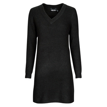 Clothing Women Short Dresses Pieces PCELLEN LS V-NECK KNIT DRESS Black