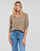 Clothing Women jumpers Pieces PCELLEN LS V-NECK KNIT Brown