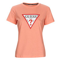 material Women short-sleeved t-shirts Guess SS CN ORIGINAL TEE Pink