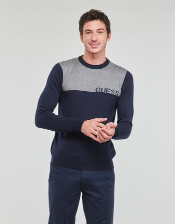 Clothing Men jumpers Guess PERRY CN LOGO Grey / Marine