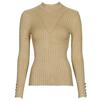 material Women jumpers Guess LS BETTIE CABLE MOCK Beige