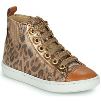 Shoes Girl High top trainers Shoo Pom PLAY NEW JODLACE Leopard / Gold