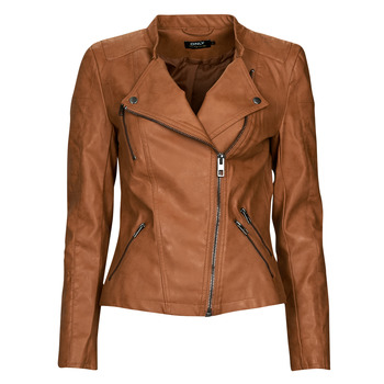 Clothing Women Leather jackets / Imitation le Only ONLAVA FAUX LEATHER BIKER OTW NOOS Brown