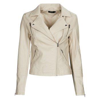 Clothing Women Leather jackets / Imitation le Only ONLGEMMA FAUX LEATHER BIKER OTW NOOS Beige