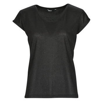 Clothing Women short-sleeved t-shirts Only ONLSILVERY S/S V NECK LUREX TOP JRS Black