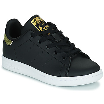 Shoes Girl Low top trainers adidas Originals STAN SMITH C Black / Gold