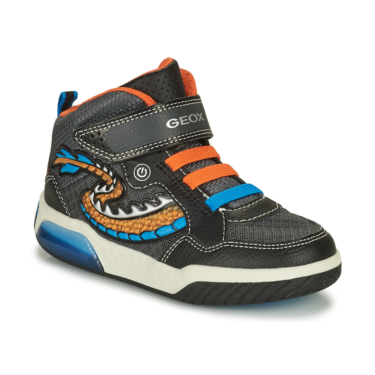 Shoes Boy High top trainers Geox J INEK B. C - MESH+ECOP BOTT Black / Orange