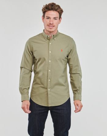 Clothing Men long-sleeved shirts Polo Ralph Lauren SLBDPPCS-LONG SLEEVE-SPORT SHIRT Kaki / Sage / Green
