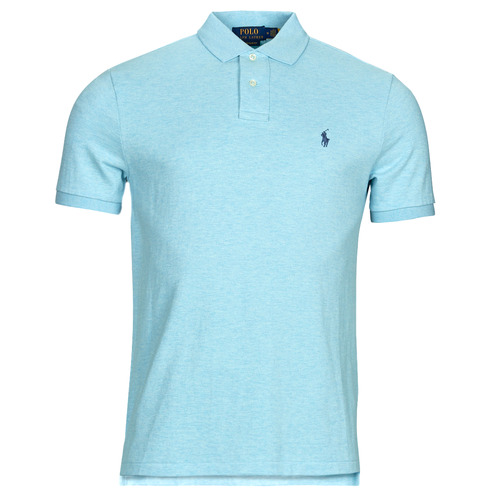 Clothing Men short-sleeved polo shirts Polo Ralph Lauren POLO COUPE DROITE EN COTON BASIC MESH Turquoise / Mottled / Watchhill / Blue / Heather