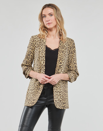 Clothing Women Jackets / Blazers Pieces PCBOSS 3/4 PRINTED BLAZER Leopard