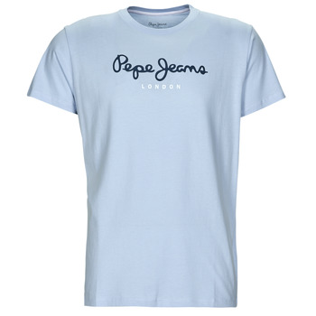 Clothing Men short-sleeved t-shirts Pepe jeans EGGO N Blue / Clear