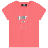 Clothing Girl short-sleeved t-shirts Karl Lagerfeld Z15413-43D-J Coral