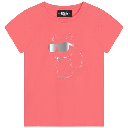 Clothing Girl short-sleeved t-shirts Karl Lagerfeld Z15413-43D-J Coral