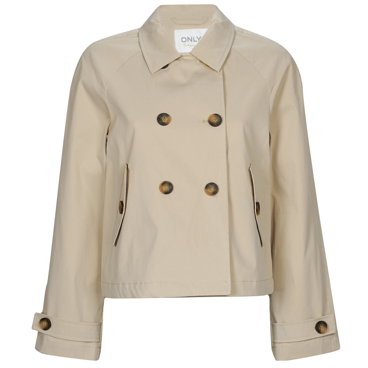 Only ONLAPRIL SHORT TRENCHCOAT CC Beige - Free delivery | Spartoo NET ! -  Clothing Trench coats Women