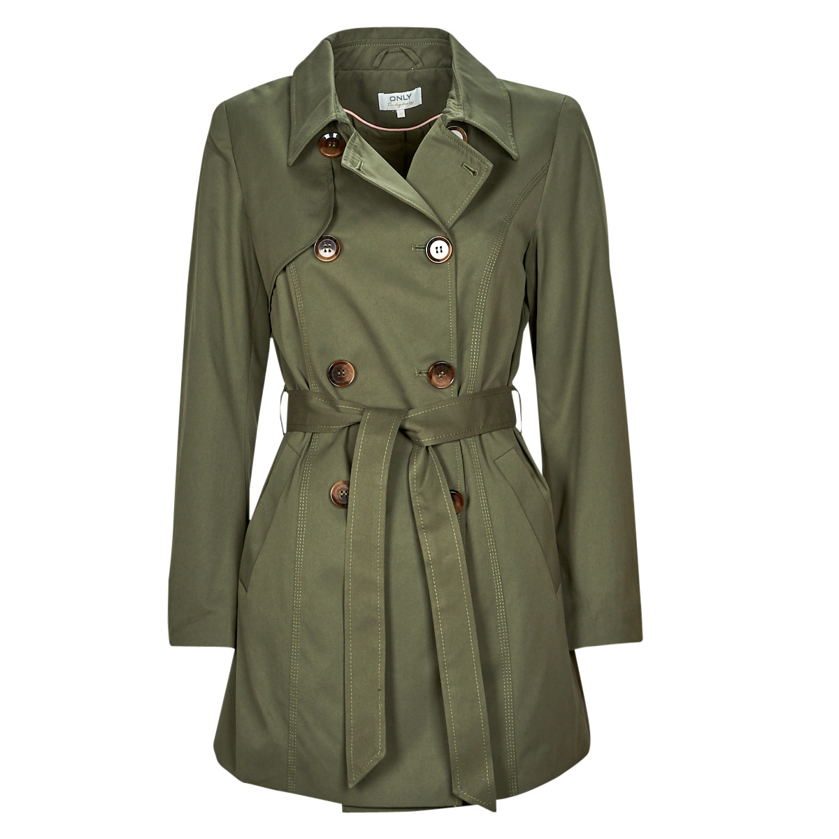 Only ONLVALERIE TRENCHCOAT Kaki Women Free | Spartoo Trench - coats NET delivery ! Clothing 