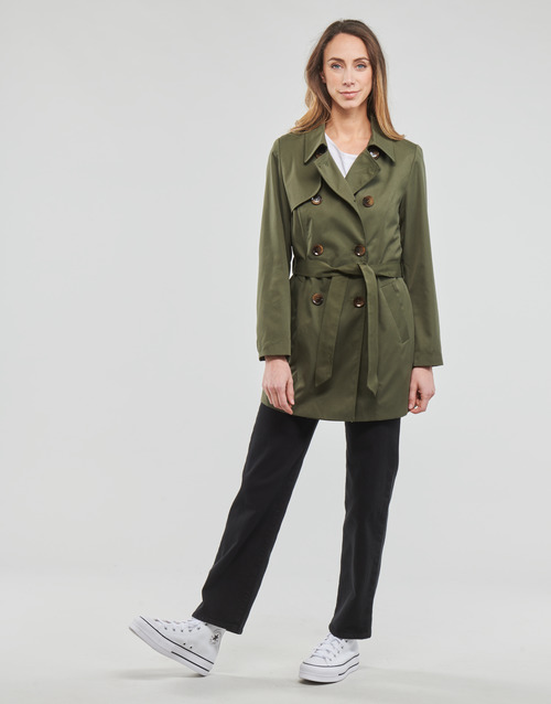 Only ONLVALERIE TRENCHCOAT Kaki - Free delivery | Spartoo NET ! - Clothing  Trench coats Women