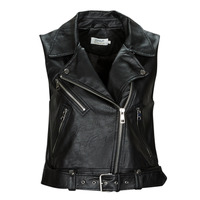 Clothing Women Leather jackets / Imitation le Only ONLVERA FAUX LEATHER WAISTCOAT Black