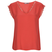 Clothing Women short-sleeved t-shirts Only ONLJASMINA S/S V-NECK LACE TOP Red