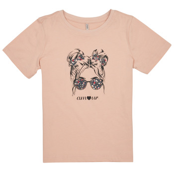Clothing Girl short-sleeved t-shirts Only KOGKITA-REG-S/S-AMOUR-TOP-JRS Pink