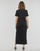 Clothing Women Long Dresses Calvin Klein Jeans MONOLOGO RIB LONG T-SHIRT DRESS Black