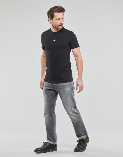 Calvin Klein Jeans MICRO MONOLOGO TEE Black - Free delivery | Spartoo NET !  - Clothing short-sleeved t-shirts Men