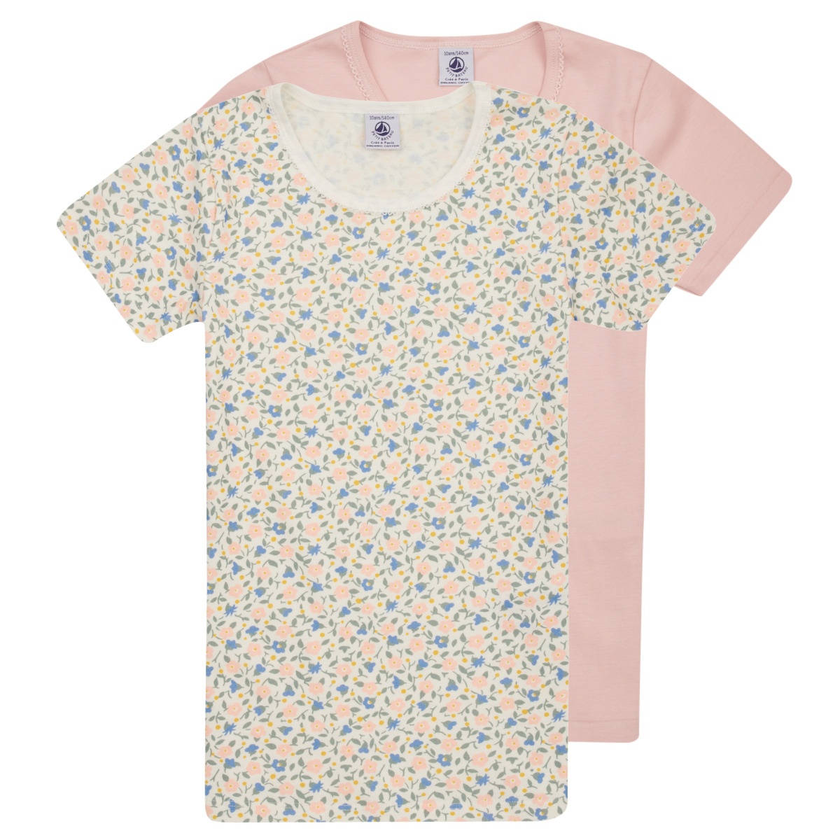 Clothing Girl short-sleeved t-shirts Petit Bateau A079Q00 X2 Multicolour