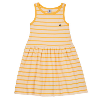 Clothing Girl Short Dresses Petit Bateau FLAVY White / Yellow