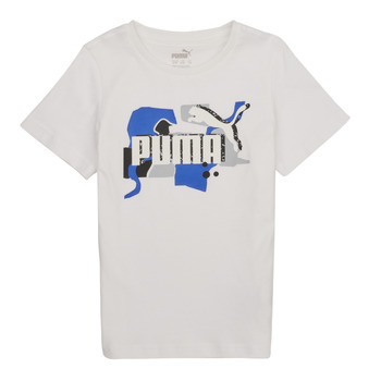 Clothing Boy short-sleeved t-shirts Puma ESS COL LOGO White / Blue