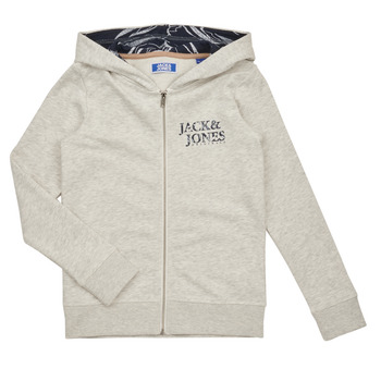 Clothing Boy sweaters Jack & Jones JORCRAYON SWEAT ZIP HOOD Beige