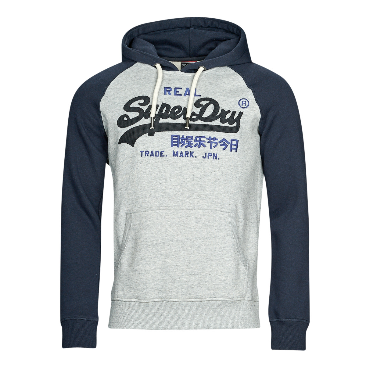 Superdry VINTAGE VL HERITAGE RGN Men - Free | delivery NET ! Grey Clothing - sweaters HOOD / Spartoo Marine
