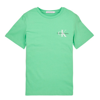 Clothing Boy short-sleeved t-shirts Calvin Klein Jeans CHEST MONOGRAM TOP Green
