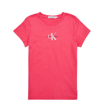 Clothing Girl short-sleeved t-shirts Calvin Klein Jeans MICRO MONOGRAM TOP Pink