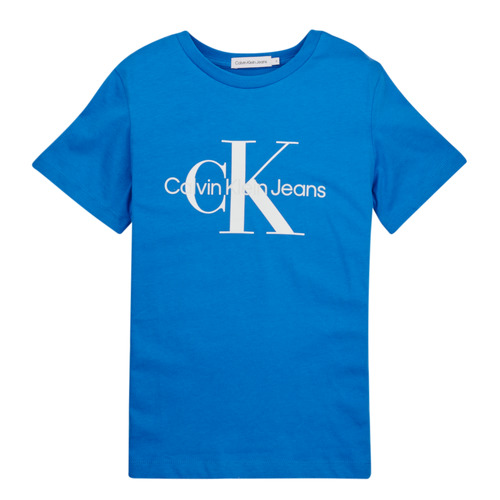 Clothing Children short-sleeved t-shirts Calvin Klein Jeans MONOGRAM LOGO T-SHIRT Blue