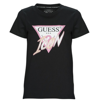 Clothing Women short-sleeved t-shirts Guess SS CN ICON TEE Black