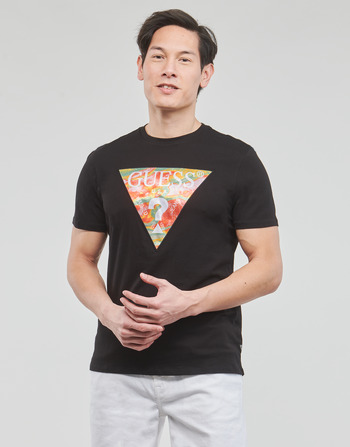 Guess SS BSC ABSTRACT TRI LOGO TEE Black