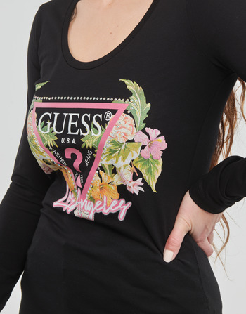 Guess LS SN TRIANGLE FLOWERS TEE Black