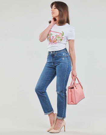 Guess SS CN TRIANGLE FLOWERS TEE White