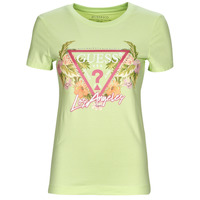 Clothing Women short-sleeved t-shirts Guess SS CN TRIANGLE FLOWERS TEE Green