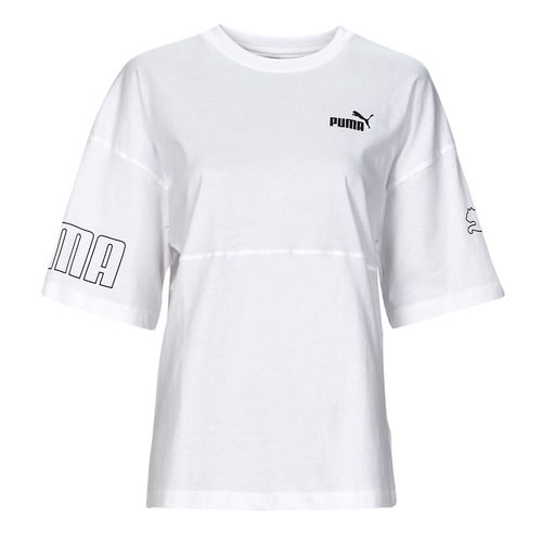 Puma POWER COLORBLOCK ! | - short-sleeved Spartoo Clothing Women delivery Free t-shirts - White NET