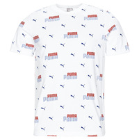 Clothing Men short-sleeved t-shirts Puma ESS+ LOGO POWER AOP White