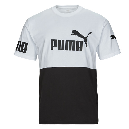 short-sleeved NET Free - Spartoo - | ! POWER Men Clothing delivery COLORBLOCK PUMA White t-shirts Black Puma /
