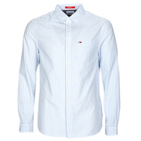 Clothing Men long-sleeved shirts Tommy Jeans TJM ESSENTIAL STRIPE SHIRT White / Blue