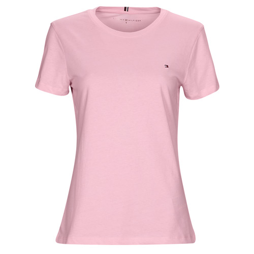 Tommy Hilfiger NEW CREW NECK Women Clothing Free Spartoo NET - t-shirts - delivery ! short-sleeved Pink TEE 